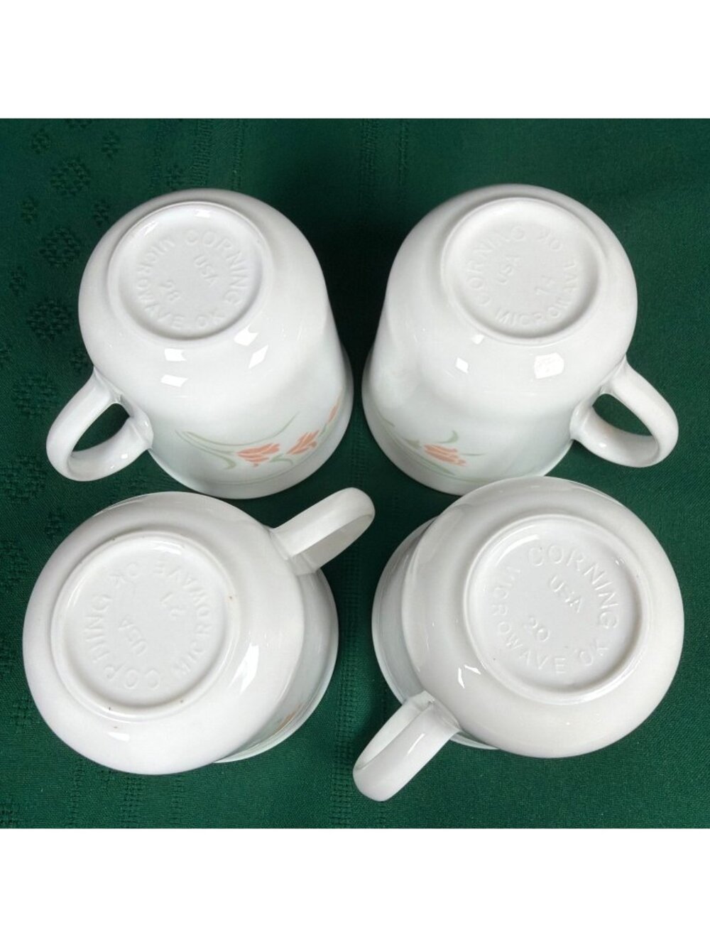Vintage 80s Lot of 4 Corelle Corning Peach Garland Coffee Mugs Cups Retired USA - Picture 9 of 12